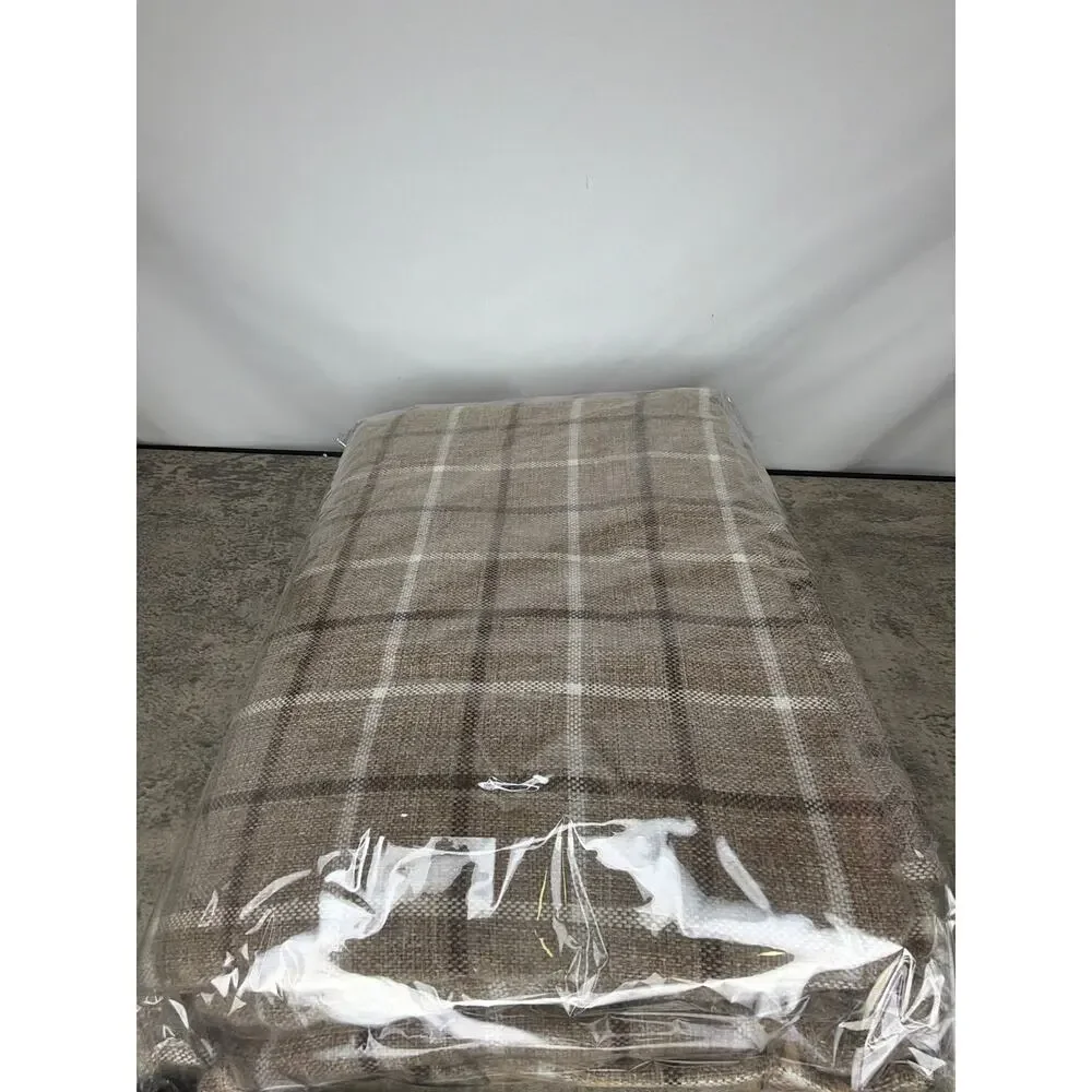 Cabin Plaid Curtain Window, Thermal Insulated Fleece Lining1 Panel, Brown
